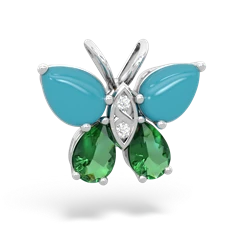 Turquoise Butterfly 14K White Gold pendant P2215