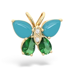 Turquoise Butterfly 14K Yellow Gold pendant P2215