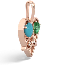 Turquoise Celtic Trinity Heart 14K Rose Gold pendant P5331