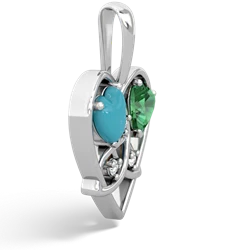 Turquoise Celtic Trinity Heart 14K White Gold pendant P5331