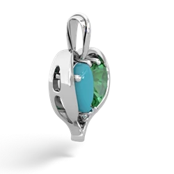 Turquoise Two Become One 14K White Gold pendant P5330