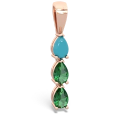 Turquoise Dew Drops 14K Rose Gold pendant P2251