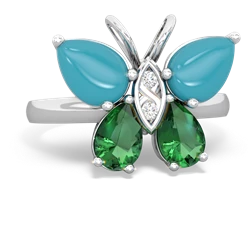 Turquoise Butterfly 14K White Gold ring R2215