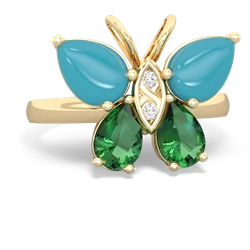 Turquoise Butterfly 14K Yellow Gold ring R2215