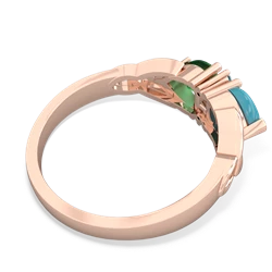 Turquoise Celtic Knot Double Heart 14K Rose Gold ring R5040