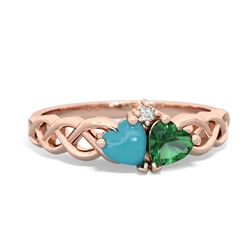 Turquoise Heart To Heart Braid 14K Rose Gold ring R5870