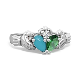 Turquoise 'Our Heart' Claddagh 14K White Gold ring R2388