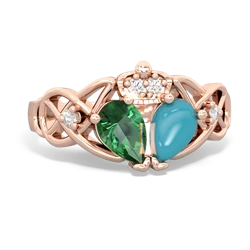 Turquoise 'One Heart' Celtic Knot Claddagh 14K Rose Gold ring R5322