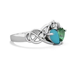 Turquoise 'One Heart' Celtic Knot Claddagh 14K White Gold ring R5322