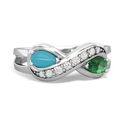 Turquoise Diamond Infinity 14K White Gold ring R5390