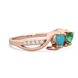 Turquoise Side By Side 14K Rose Gold ring R3090