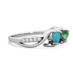 Turquoise Side By Side 14K White Gold ring R3090