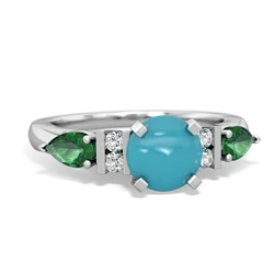 Turquoise 6Mm Round Eternal Embrace Engagement 14K White Gold ring R2005