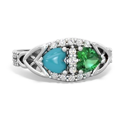 Turquoise Sparkling Celtic Knot 14K White Gold ring R2645