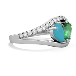 Turquoise Nestled Heart Keepsake 14K White Gold ring R5650