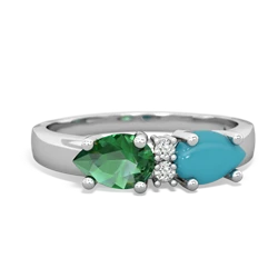 Turquoise Pear Bowtie 14K White Gold ring R0865