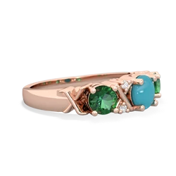 Turquoise Hugs And Kisses 14K Rose Gold ring R5016