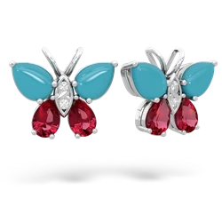 Turquoise Butterfly 14K White Gold earrings E2215