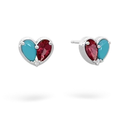 Turquoise 'Our Heart' 14K White Gold earrings E5072