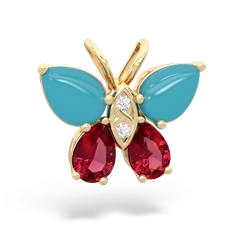 Turquoise Butterfly 14K Yellow Gold pendant P2215