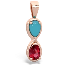 Turquoise Infinity 14K Rose Gold pendant P5050