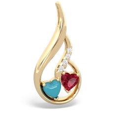 Turquoise Keepsake Curves 14K Yellow Gold pendant P5450