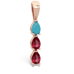 Turquoise Dew Drops 14K Rose Gold pendant P2251