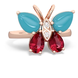 Turquoise Butterfly 14K Rose Gold ring R2215