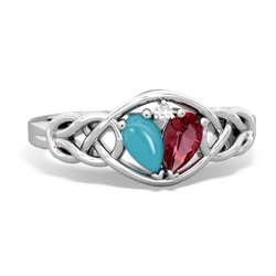 Turquoise Celtic Love Knot 14K White Gold ring R5420