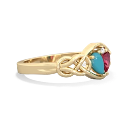 Turquoise Celtic Love Knot 14K Yellow Gold ring R5420