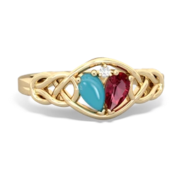 Turquoise Celtic Love Knot 14K Yellow Gold ring R5420