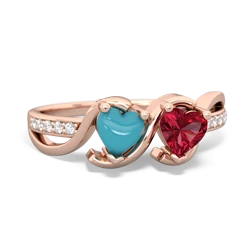 Turquoise Side By Side 14K Rose Gold ring R3090