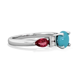 Turquoise 6Mm Round Eternal Embrace Engagement 14K White Gold ring R2005