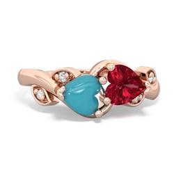 Turquoise Floral Elegance 14K Rose Gold ring R5790