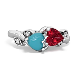 Turquoise Floral Elegance 14K White Gold ring R5790