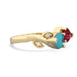 Turquoise Floral Elegance 14K Yellow Gold ring R5790