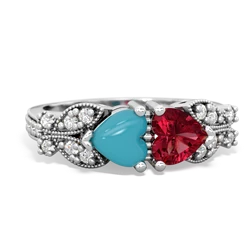 Turquoise Diamond Butterflies 14K White Gold ring R5601