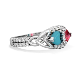 Turquoise Sparkling Celtic Knot 14K White Gold ring R2645