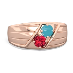 Turquoise Men's Streamline 14K Rose Gold ring R0460