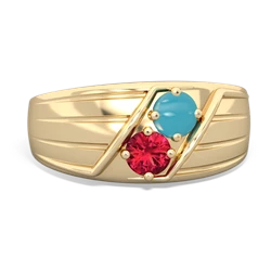 Turquoise Men's Streamline 14K Yellow Gold ring R0460