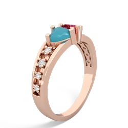 Turquoise Heart To Heart 14K Rose Gold ring R3342