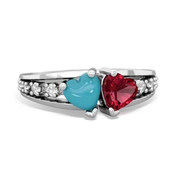 Turquoise Heart To Heart 14K White Gold ring R3342