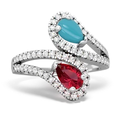 Turquoise Diamond Dazzler 14K White Gold ring R3000