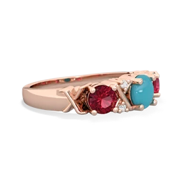 Turquoise Hugs And Kisses 14K Rose Gold ring R5016