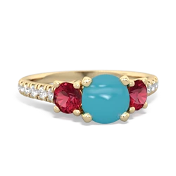 Turquoise Pave Trellis 14K Yellow Gold ring R5500