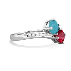 Turquoise Channel Set Two Stone 14K White Gold ring R5303