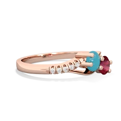 Turquoise Infinity Pave Two Stone 14K Rose Gold ring R5285