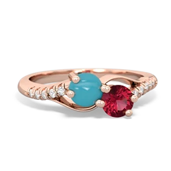 Turquoise Infinity Pave Two Stone 14K Rose Gold ring R5285