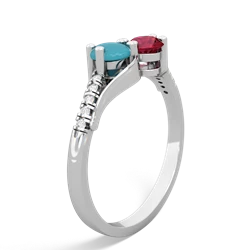 Turquoise Infinity Pave Two Stone 14K White Gold ring R5285