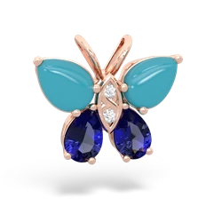 Turquoise Butterfly 14K Rose Gold pendant P2215